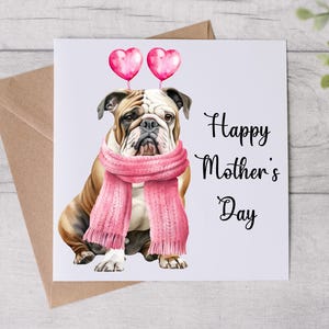 Tarjeta del Día de la Madre de From The Dog - Tarjeta para mamá perruna - Tarjeta del Día de la Madre - Perro bulldog - Tarjeta personalizada