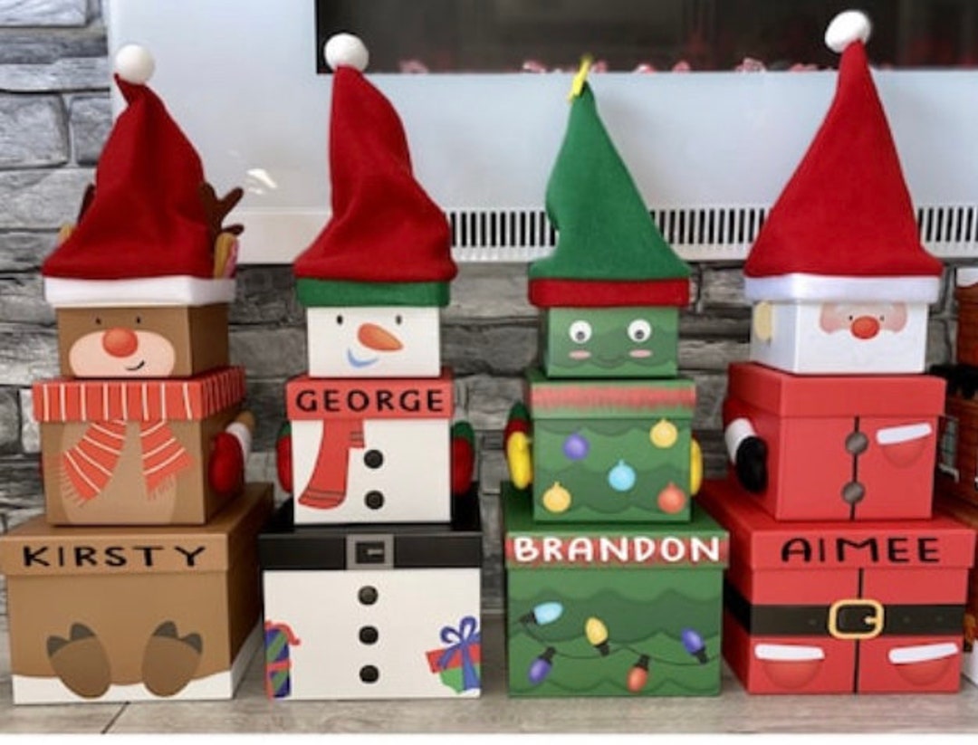 Christmas Personalised Customised Stacking Gift Boxes - Etsy UK