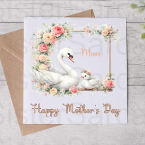 Tarjeta del Día de la Madre - Tarjeta para mamá - Para una mamá especial Swan - Día de la Madre - Tarjeta personalizada - Tarjeta de felicitación