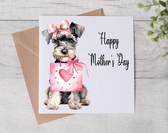 From The Dog Mother’s Day Card - Dog Mum Card - Mothers Day Card - Miniature Schnauzer Dog - Personalised Card