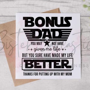 Cartão de Dia dos Pais para Padrasto - Pai Bônus, Você Tornou Minha Vida Melhor - Cartão Engraçado - Cartão Personalizado - Cartão de Dia dos Pais - Cartão de Aniversário