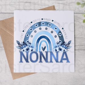 Nonna Blauwe bloemen - Card For Nonna - Moederdagkaart - Verjaardagskaart - Gepersonaliseerde kaart - Wenskaart