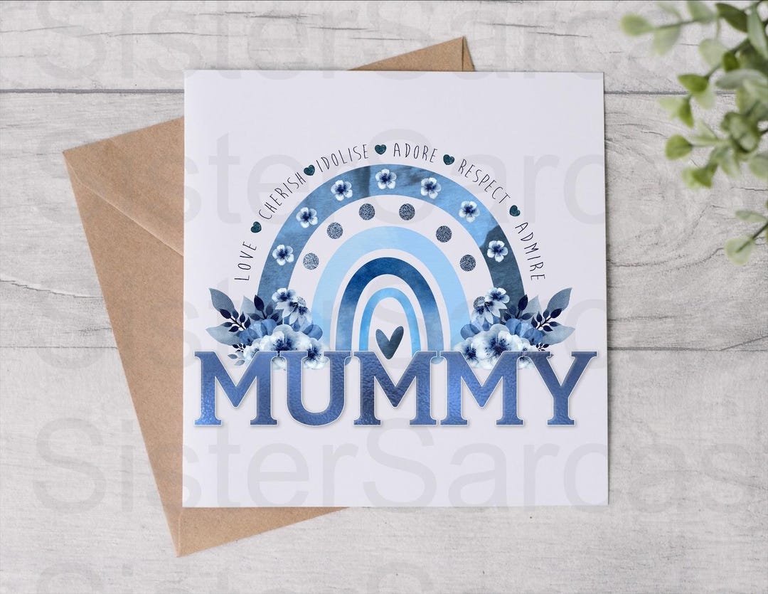 Mother’s Day Card - Card for Mum - Mummy Blue Floral - Mothers Day Card ...