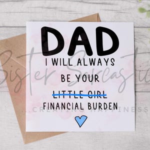 Tarjeta del Día del Padre - Papá, siempre seré tu carga financiera - Tarjeta divertida - Tarjeta personalizada - Tarjeta del Día del Padre - Tarjeta de cumpleaños