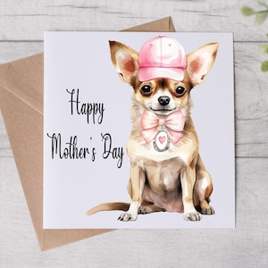 Tarjeta del Día de la Madre de From The Dog - Tarjeta para mamá perruna - Tarjeta del Día de la Madre - Perro chihuahua - Tarjeta personalizada