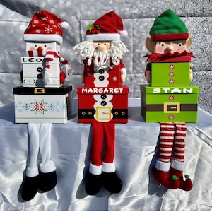 Weihnachten personalisierte Geschenkbox nach Maß | Nikolaus Elfe Schneemann mit Beinen | Neuheit Geschenkverpackung | Heiligabend Box Wichtel