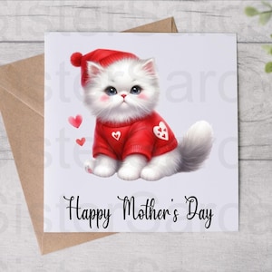 Du chat carte de fête des mères - carte de maman chat - carte drôle - carte de fête des mères - carte personnalisée