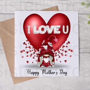 Mother’s Day Card - Card For Mum - Red Gonk I Love You - Mothers Day - Personalised Card - Greeting Card