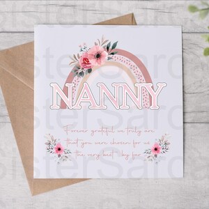 Nanny Forever Grateful - carte pour nounou - carte de fête des mères - carte d'anniversaire - des petits-enfants - carte personnalisée - carte de voeux