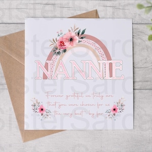 Nannie Forever Grateful - Tarjeta para Nannie - Tarjeta del Día de la Madre - Tarjeta de Cumpleaños - De los nietos - Tarjeta personalizada - Tarjeta de felicitación