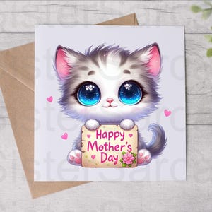 Carte de fête des mères du chat - carte de maman chat - carte drôle - carte de fête des mères - carte personnalisée - carte de chat