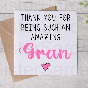 Thanks For Being An Amazing Gran - Card For Gran - Mother’s Day Card - Birthday Card - From Grandkids - Personalised Card - Greeting Card