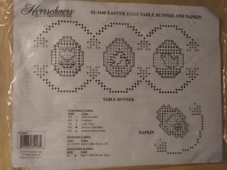 Herrschners Stamped Cross Stitch Table Runner and Napkins - Etsy