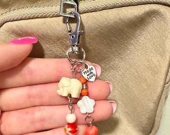 Handmade Baby Elephant and Shell Keychain Charm