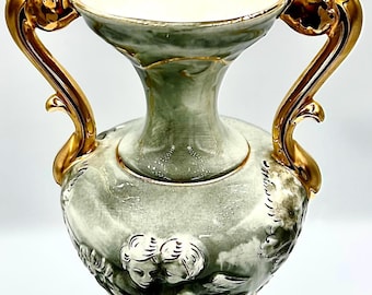 アールデコ　1930年代　マラカイト花瓶 ヴィンテージ アールデコ 8.5 cm、マラカイトガラス 天使キャンドル