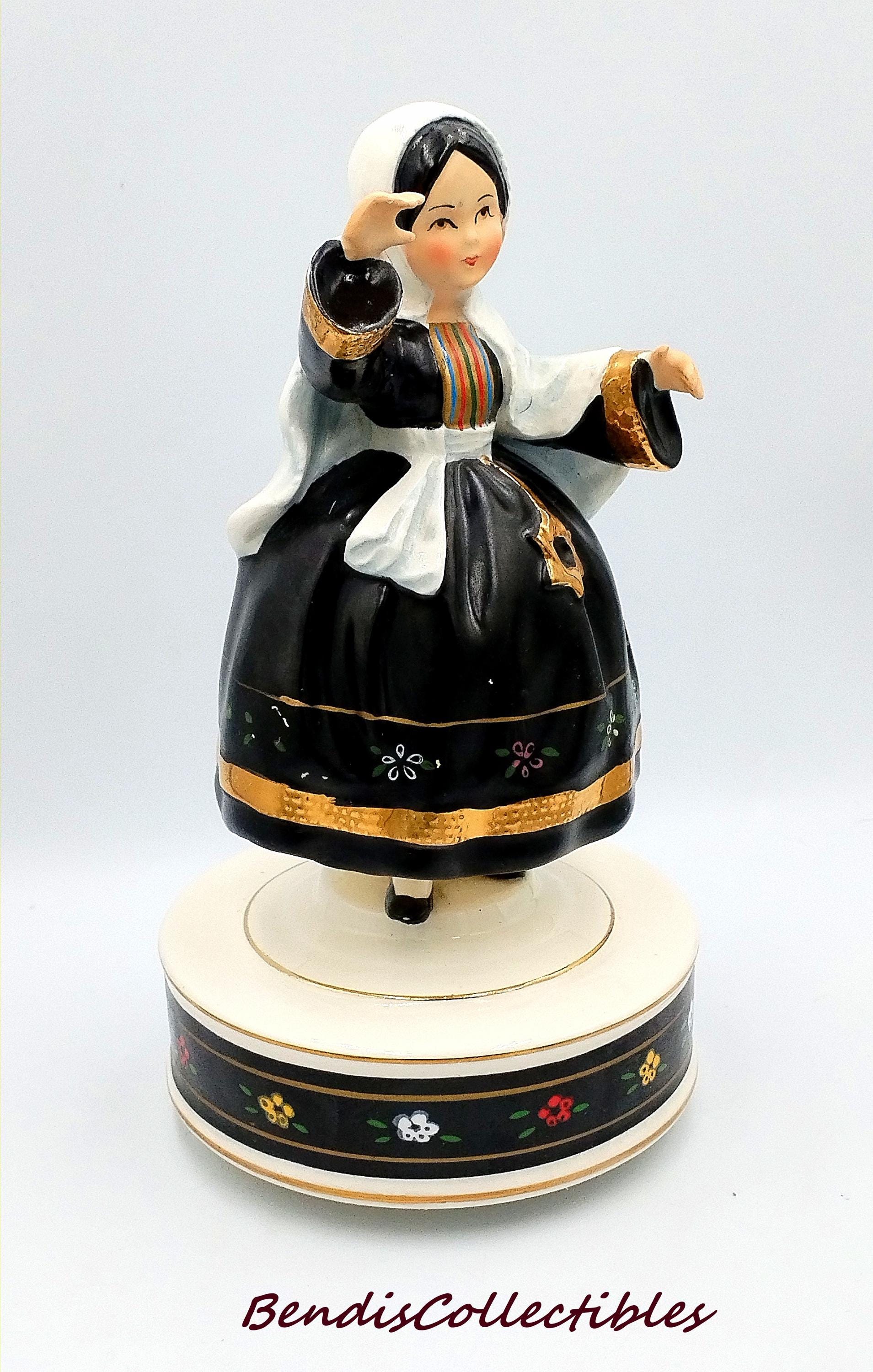 Vintage Schmid Israeli Miss Music Box | Rotating Porcelain Bride