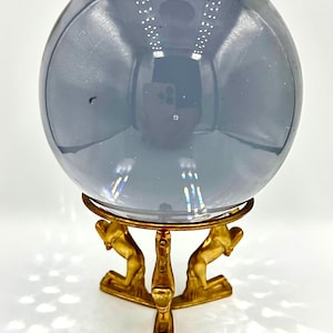 Vintage Crystal Ball with 3-legs Unicorn Solid Brass Stand ornament. Unicorn Orb. @BendisCollectibles