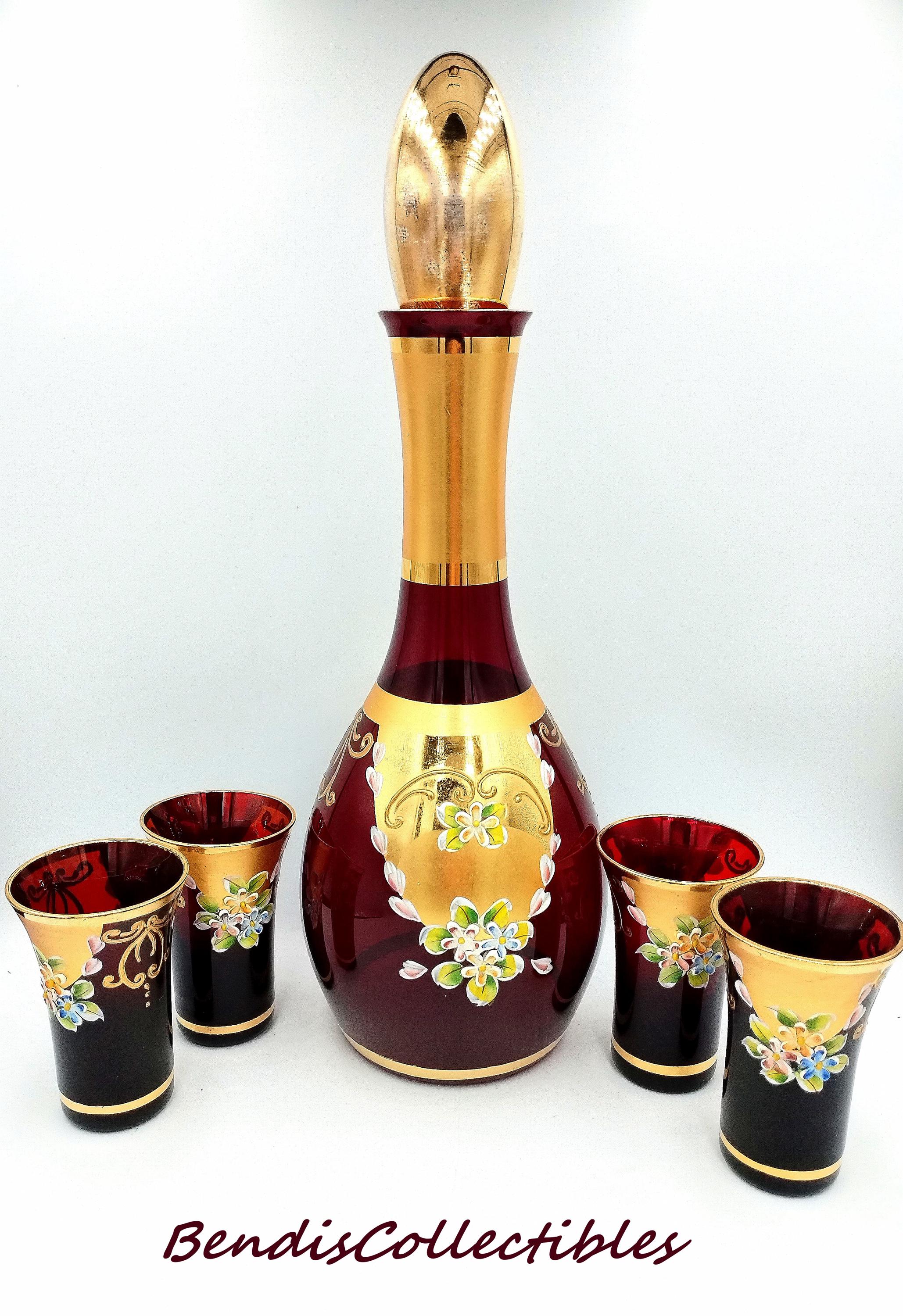 Red Murano Glass Decanter Set - Etsy
