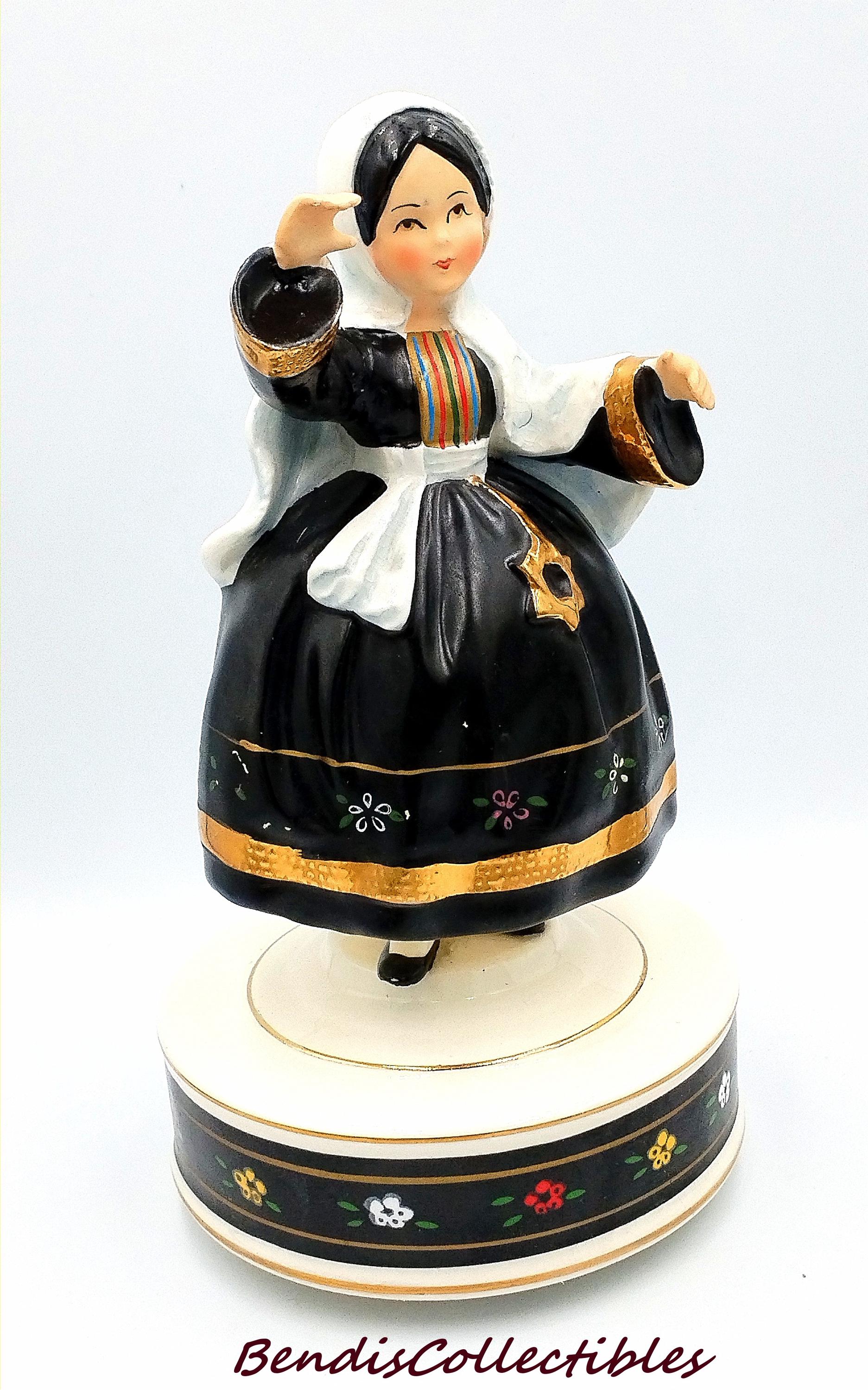 Vintage Schmid Israeli Miss Music Box | Rotating Porcelain Bride