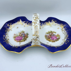 Vintage L.E.C. Limoges Fragonard two side butterfly candy nut dish. @BendisCollectibles
