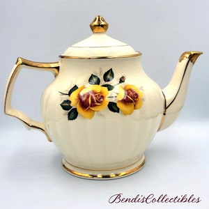 Vintage Sadler gele rozen theepot patroon 3435A. Engeland. @BendisCollectibles