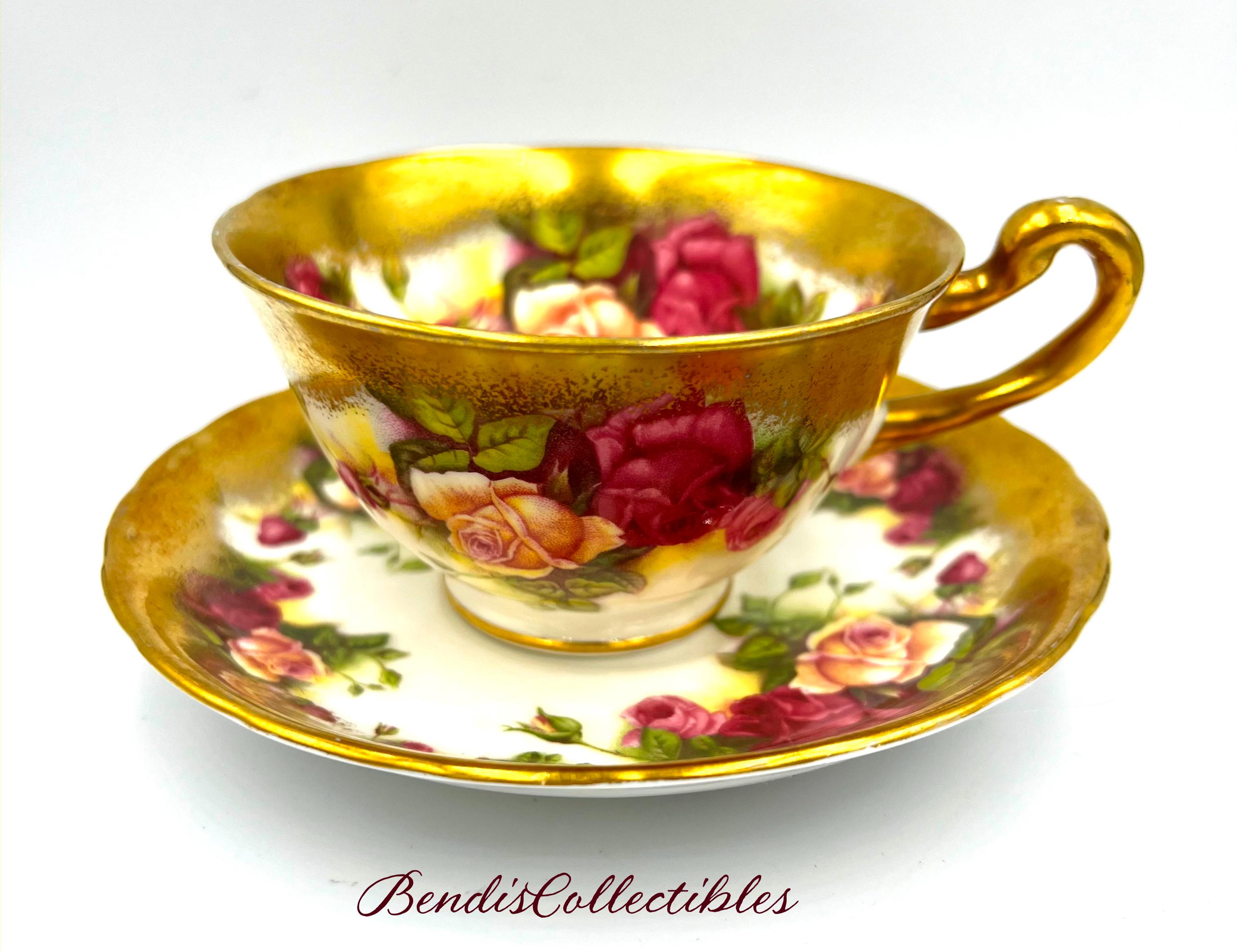 Vintage Royal Chelsea Golden Rose Tea Cup & Saucer, English Bone