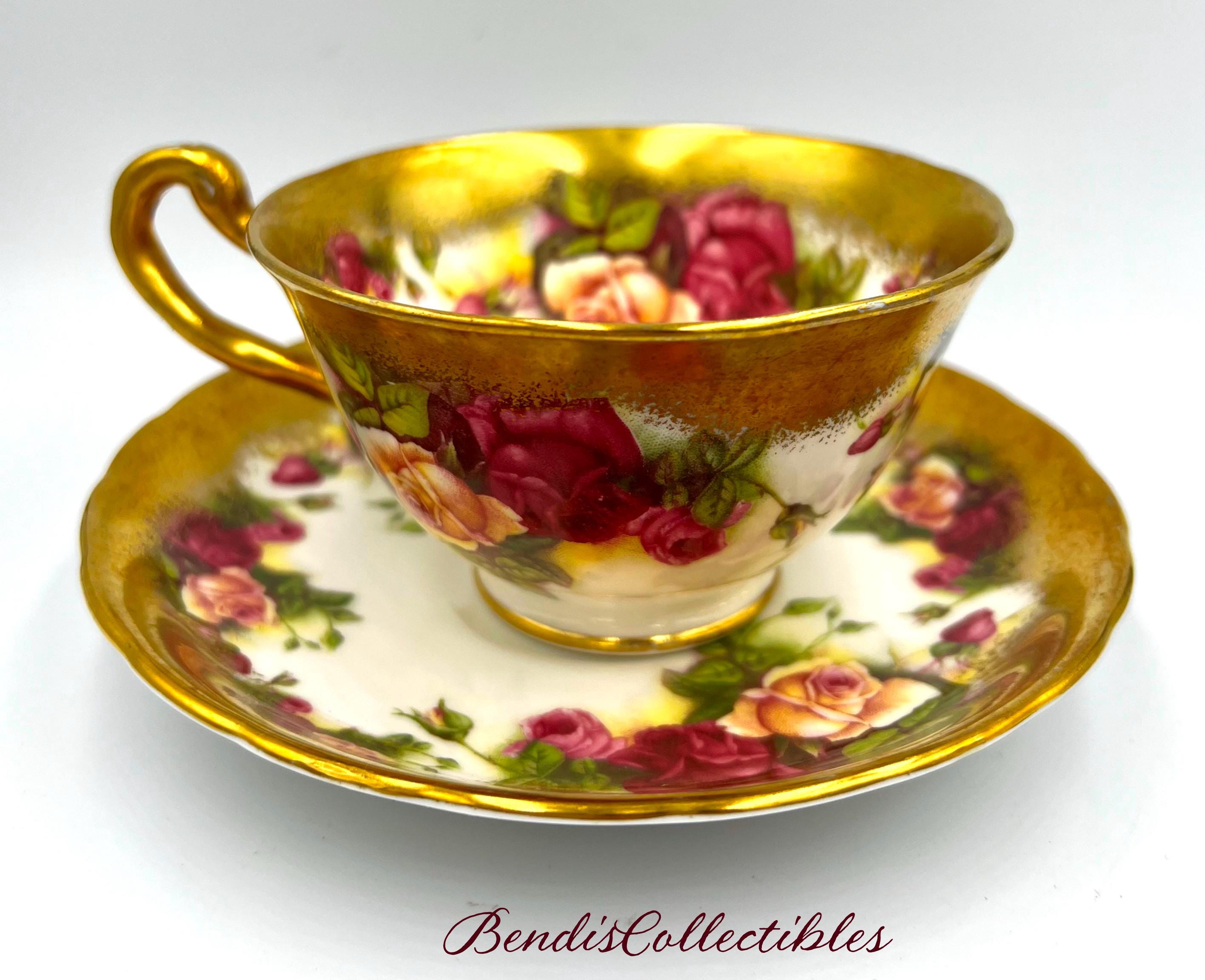 Vintage Royal Chelsea Golden Rose Tea Cup & Saucer, English Bone