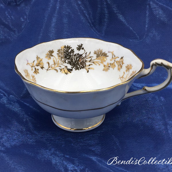 Tasse à thé en porcelaine à goulot large Paragon vintage, motif oeillets dorés dorés