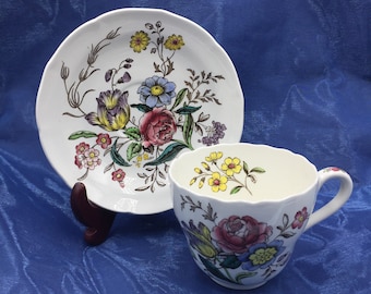 Vintage Spode Copeland Cup and Saucer Set: Gainsborough Floral Porcelain