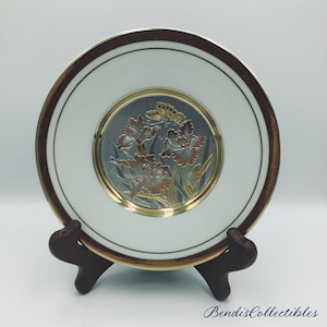 Vintage Chokin Japan 22K Signed Plate. Japan Iris Butterflies design. @BendisCollectibles