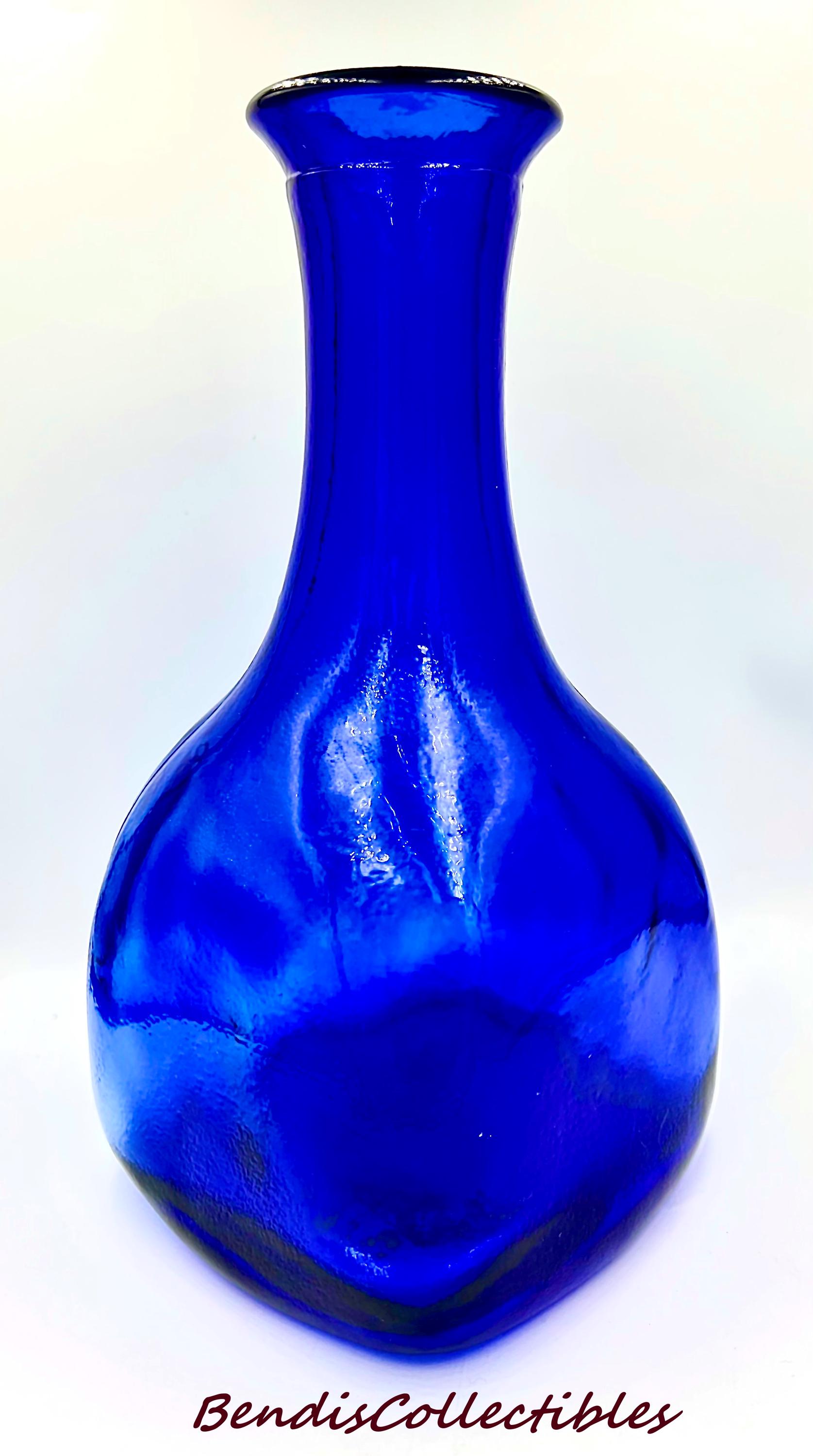 Antique Cobalt Blue Glass Carafe J Albinana Olleria Vintage