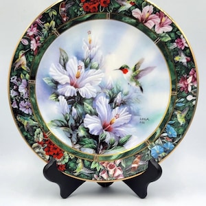 Vintage Lena Liu &quot;First Hummingbird&quot; Plate. Ruby Throated Treasury Series Plate. @BendisCollectibles