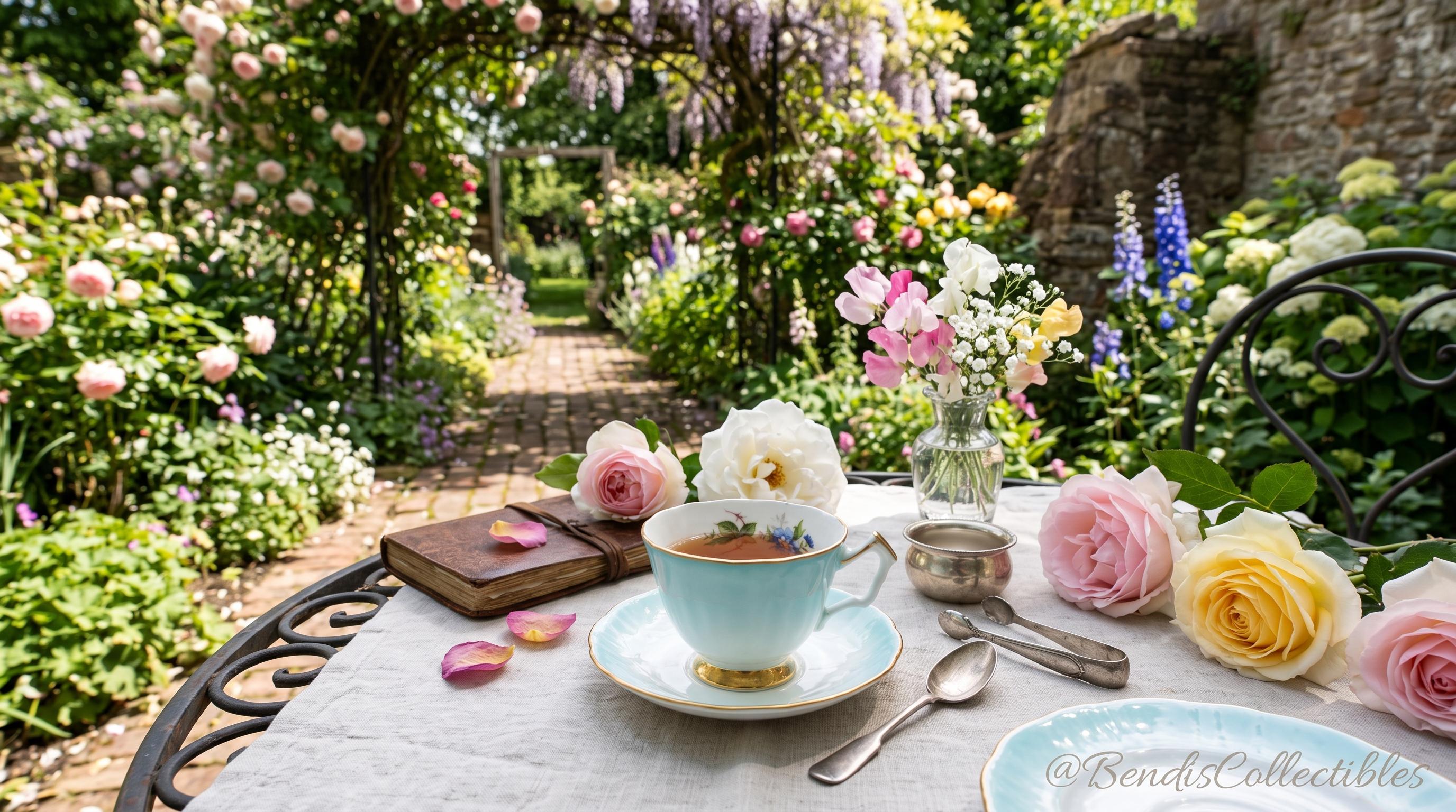 Vintage Aynsley Turquoise Blue Teacup and Saucer Set, Cabbage Rose