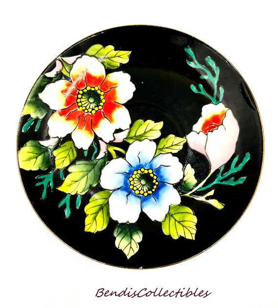 Vintage Paper Thin Porcelain Lusterware Japan. Tea Set Black