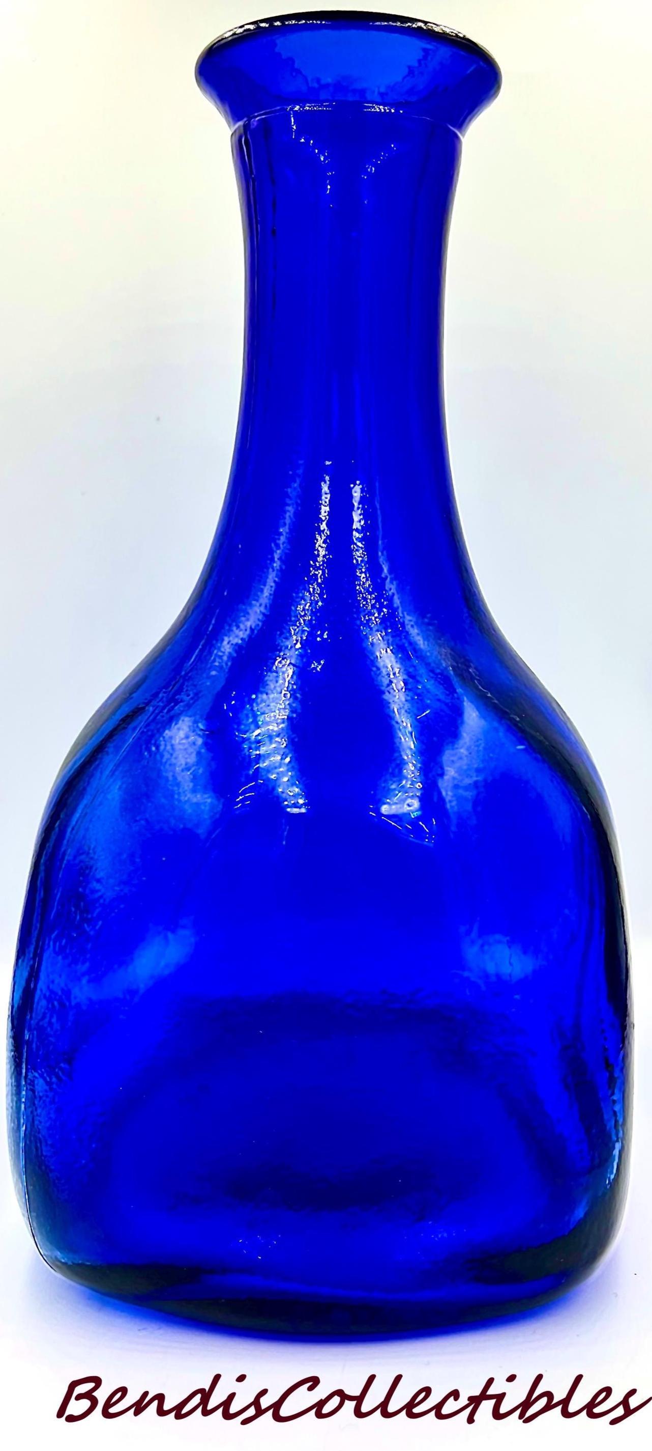 Antique Cobalt Blue Glass Carafe J Albinana Olleria Vintage