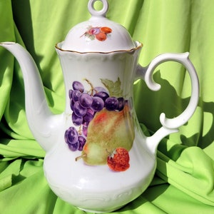 Vintage Birks Schumann Arzberg Teapot | Hand-Painted Fruit Porcelain | German Fine China. @BendisCollectibles