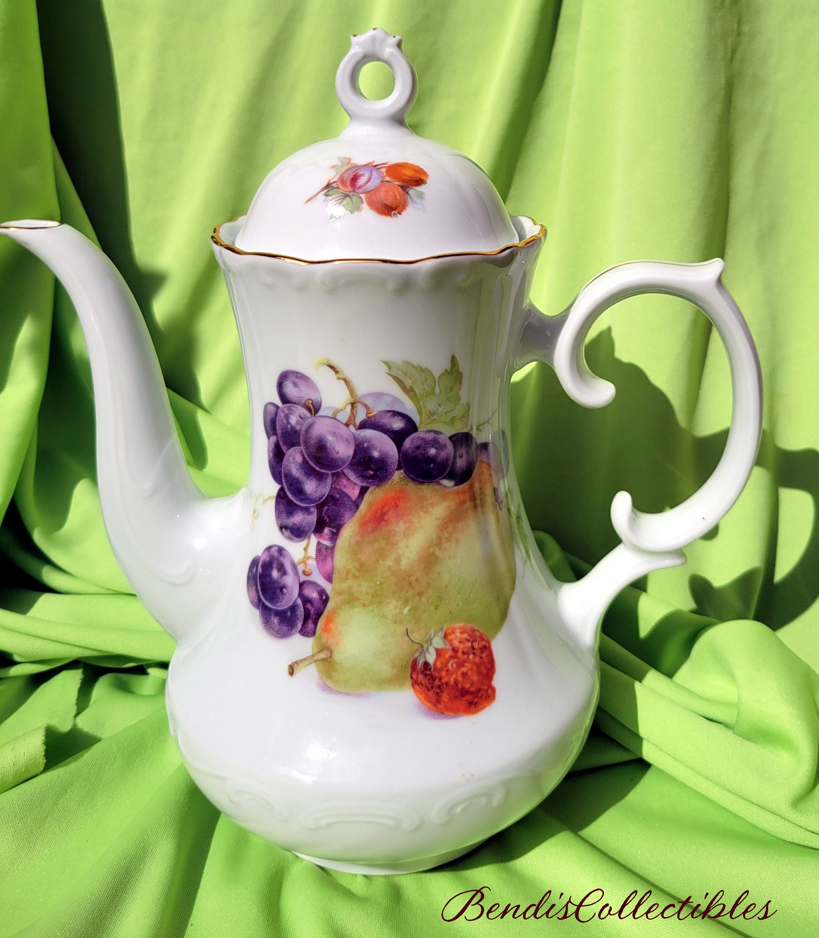 Vintage Birks Schumann Arzberg Teapot | Hand-painted Fruit