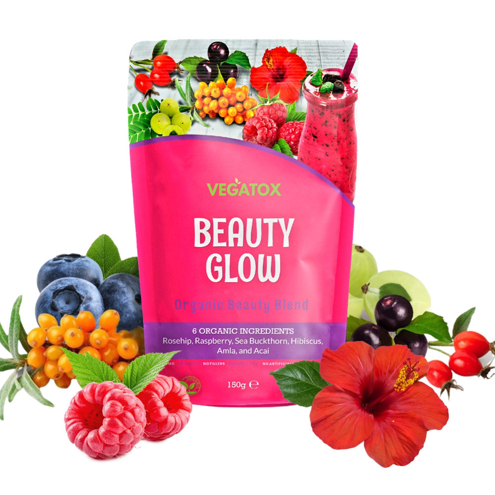 Super Berry Beauty Powder: Vegan Collagen Booster with Vitamin C