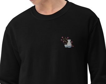 Sudadera bordada de sake japonés / flor de cerezo / cultura gastronómica