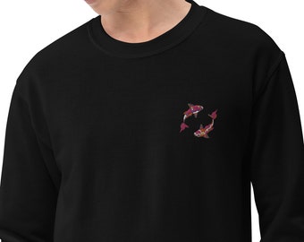 Sudadera unisex con bordado de peces koi / Estilo tatuaje japonés