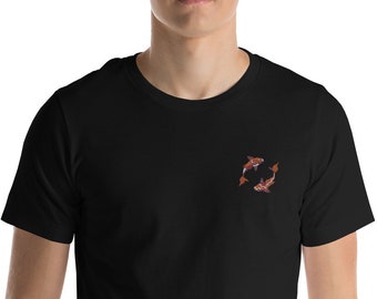 T-shirt ricamata pesce Koi unisex v2 / T-shirt cartone animato ricamo pesce arte giapponese / stile orientale