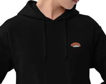 Sudadera con capucha bordada de sushi de salmón / Regalo para amantes de la comida japonesa