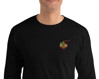 Camiseta de manga larga bordada de ramen / Camiseta de sopa de fideos japonesa