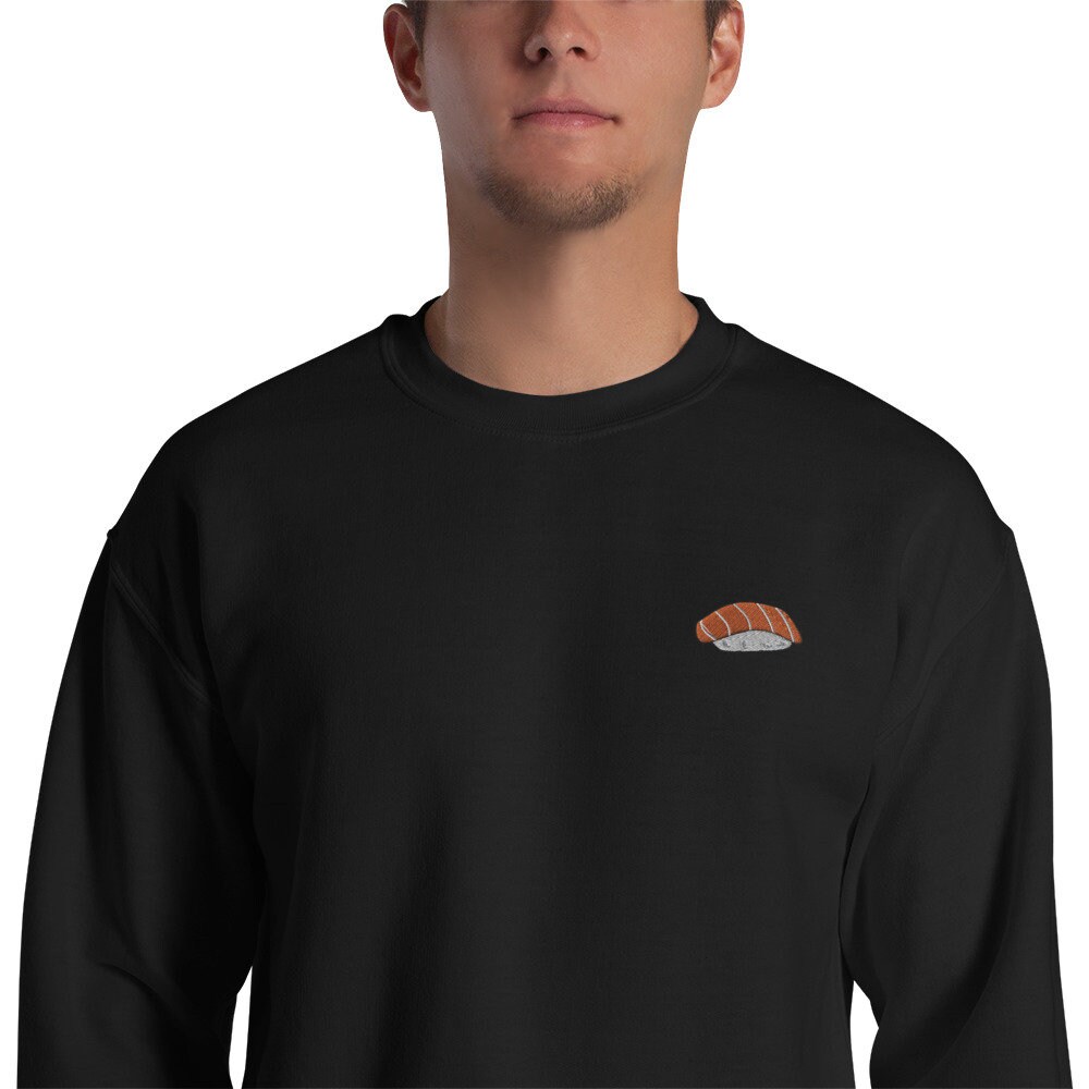 Salmon Sushi Embroidered Sweatshirt Unisex | Japanese sushi nigiri sweater | Sushi lovers