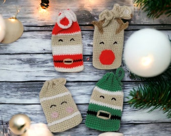 PATTERN |  Small Gift Bags Crochet Pattern | Christmas Gift Crochet | Gift Bags | Christmas Crochet Patterns | Quick Christmas Crochet