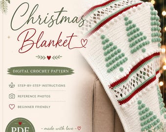 MUSTER |  Weihnachtsdecke Häkelanleitung | Gehäkelte Weihnachten | Weihnachtsdekor häkeln | Weihnachtsdecke Muster | Anfänger
