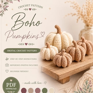 PATTERN |  5 Sizes Crochet Pumpkin Pattern  | Halloween Crochet  | Fall Crochet  |  Autumn Crochet