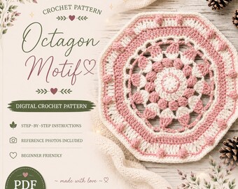 PATTERN | Crochet Motif For Blanket Pattern, Boho Granny Square Afghan, Vintage Style Throw Morif, Cozy Home Decor, Instant Download PDF