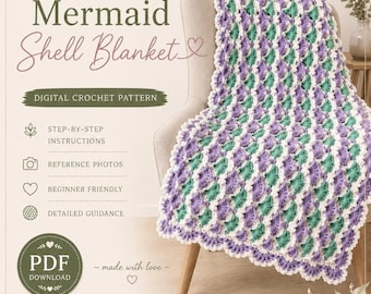 PATTERN | Mermaid Lagoons Crochet Blanket Pattern | Easy Crochet Pattern | Beginner CrochetPattern | Mermaid Scales Blanket |