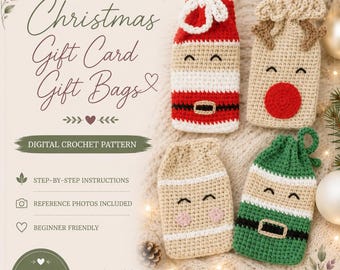 PATTERN |  Small Gift Bags Crochet Pattern | Christmas Gift Crochet | Gift Bags | Christmas Crochet Patterns | Quick Christmas Crochet